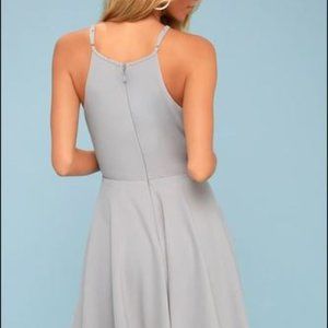 Irresistible Charm Grey Midi Dress L